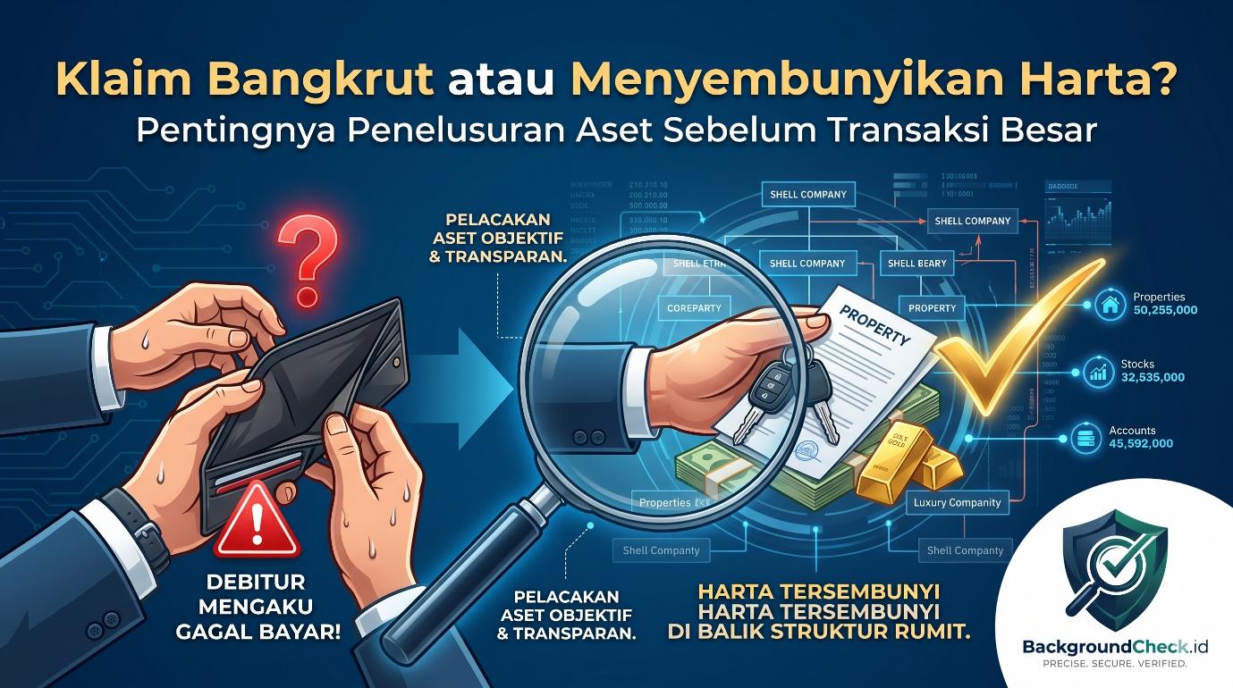 Klaim Bangkrut atau Menyembunyikan Harta? Pentingnya Penelusuran Aset Sebelum Transaksi Besar